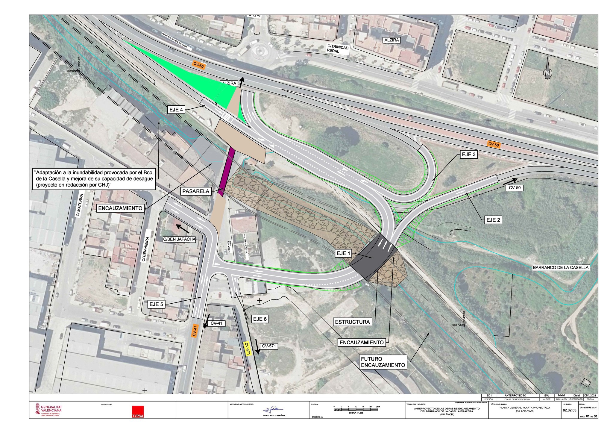 La Conselleria aprova l’avantprojecte del nou Pont de Xàtiva i d’ampliació del Barranc de Casella en este tram