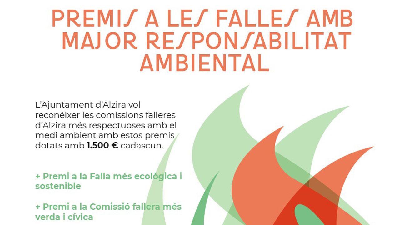 Hui s’obri el termini perquè les falles alzirenyes s’inscriguen als Premis a la falla amb major responsabilitat ambiental