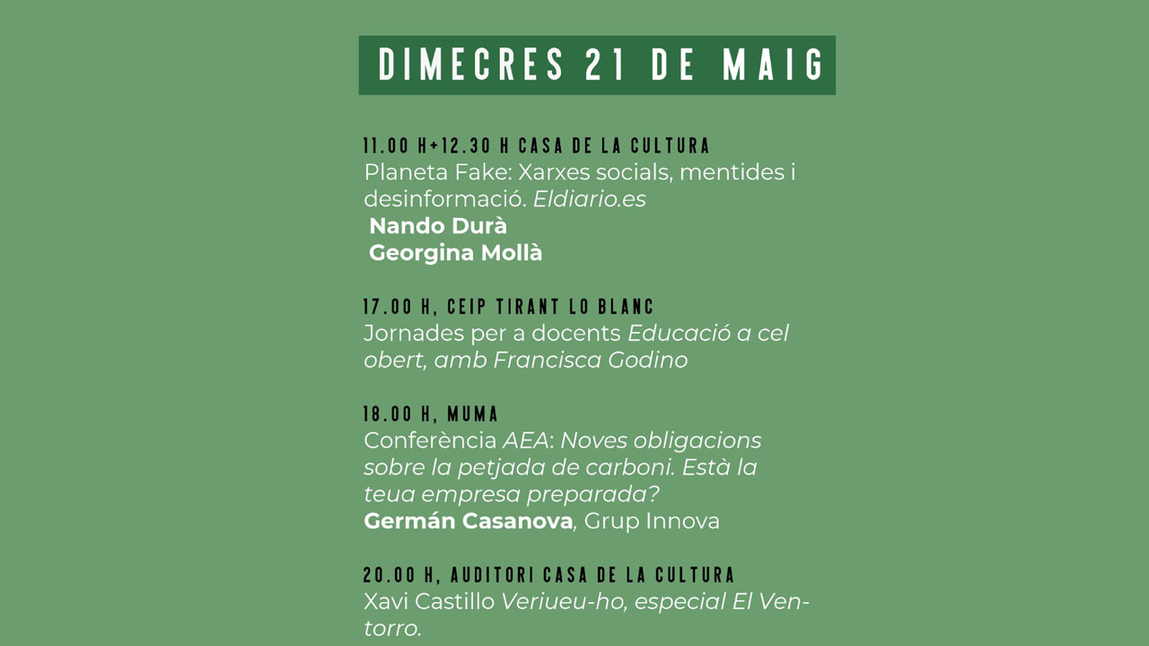 Agenda d’Alzira en Verd: 21 de maig de 2025