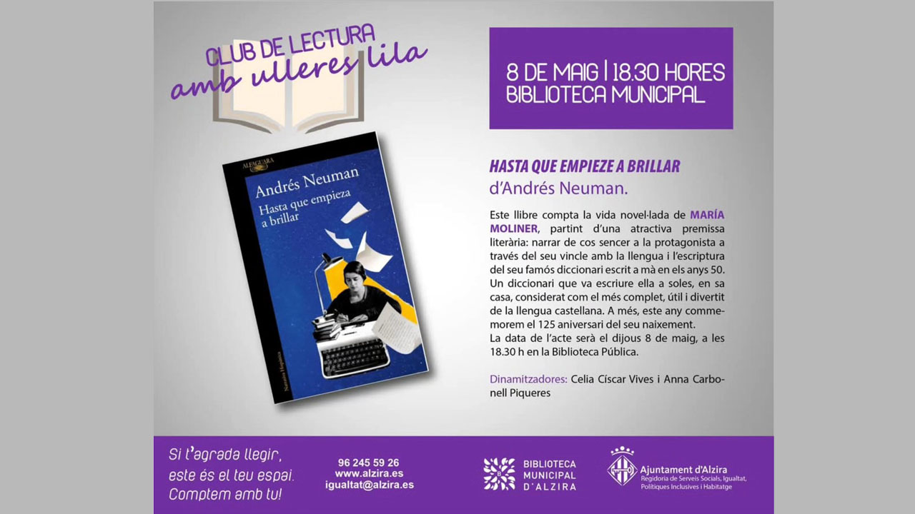 Demà torna el Club de lectura amb ulleres lila amb una biografia sobre María Moliner, autora del reconegut diccionari
