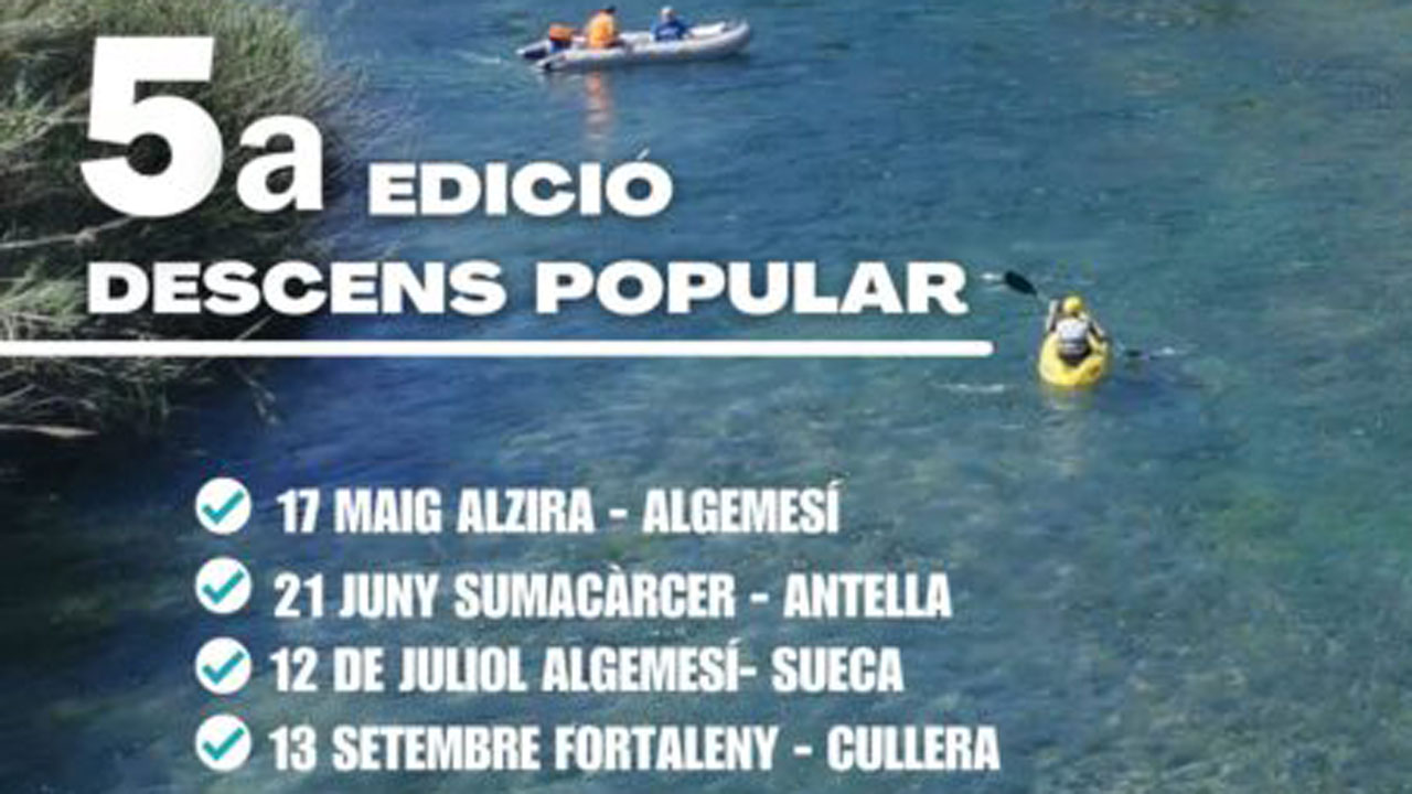 El tram Alzira-Algemesí serà el primer del Descens popular del Xúquer este dissabte