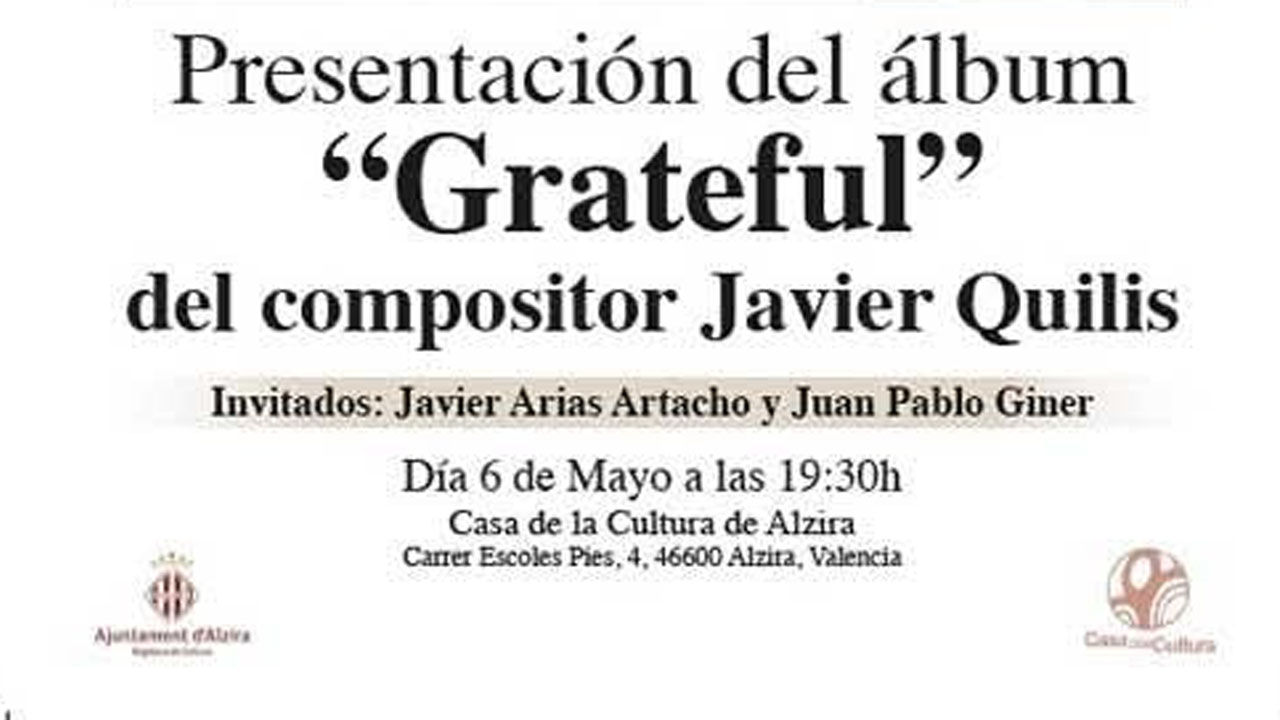 L’alzireny Javier Quilis presenta hui a la Casa de la Cultura la seua última producció musical, “Grateful”, amb un tema dedicat a Jaume I