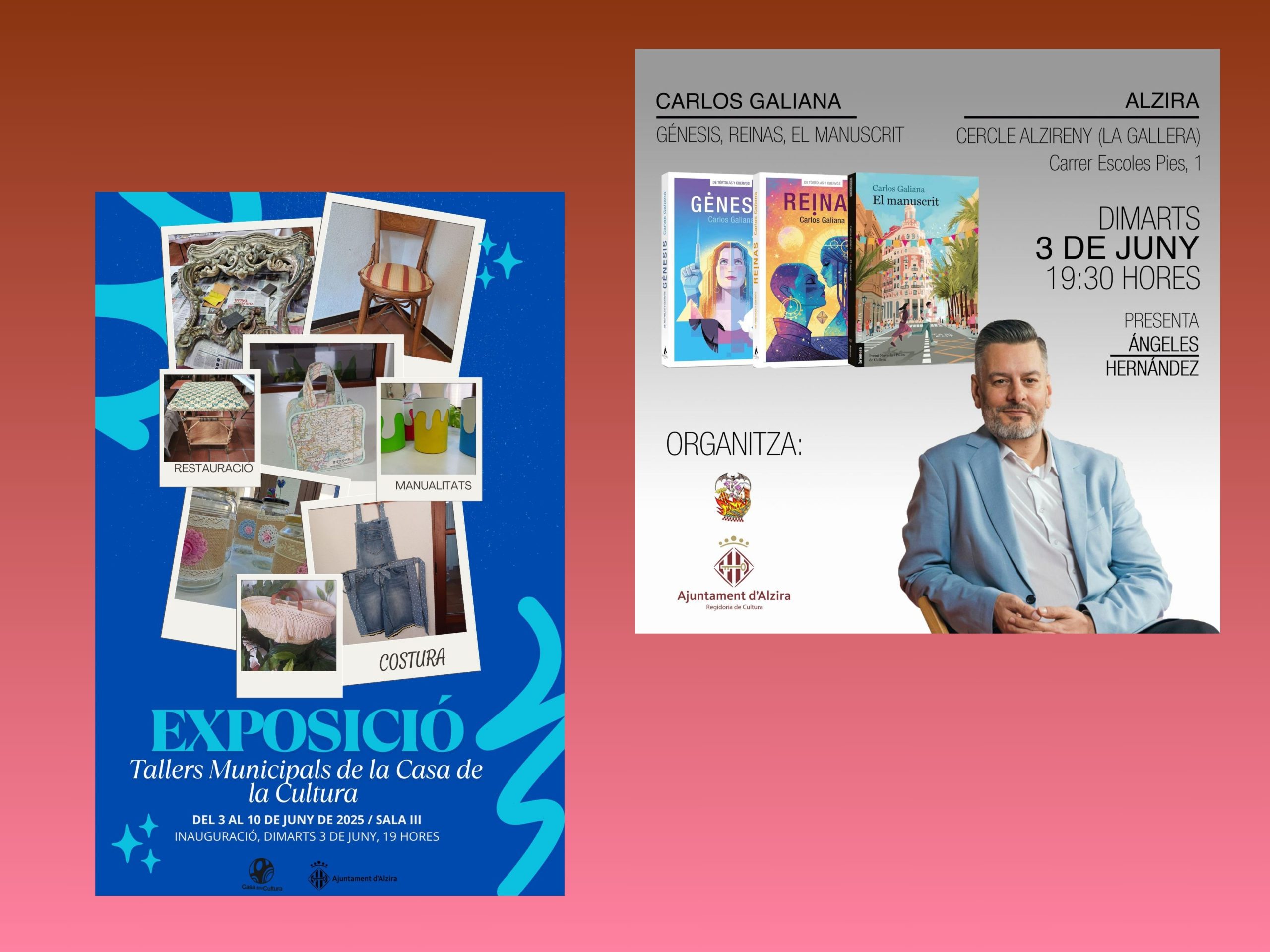 AGENDA: Carlos Galiana presenta el seu llibre i s’inaugura l’exposició dels tallers de la Casa de la Cultura
