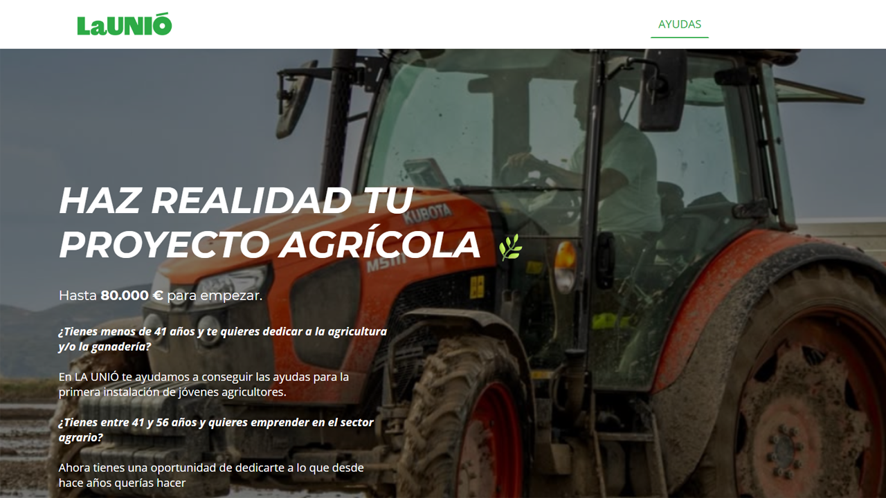 La Unió llança una web per a assessorar els llauradors i ramaders joves que desitgen incorporar-se a l’activitat agrària