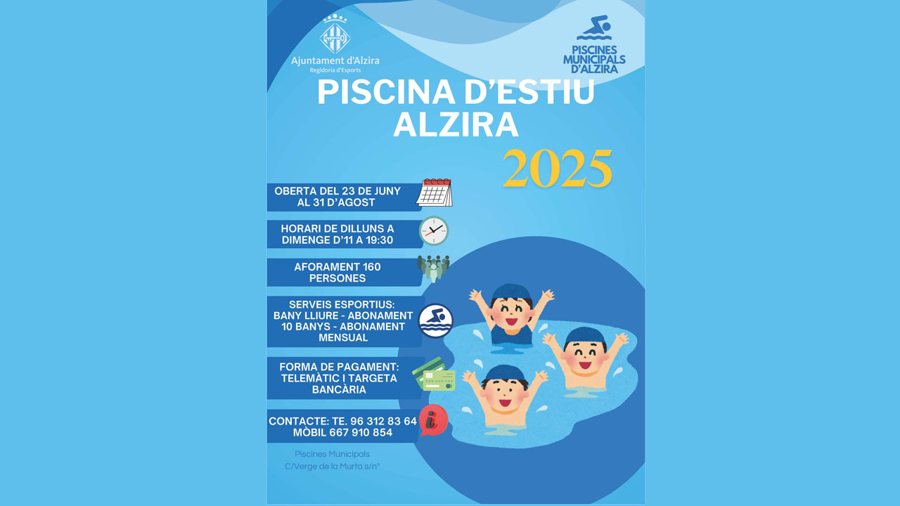La piscina d’estiu d’Alzira, ja oberta fins el 31 d’agost
