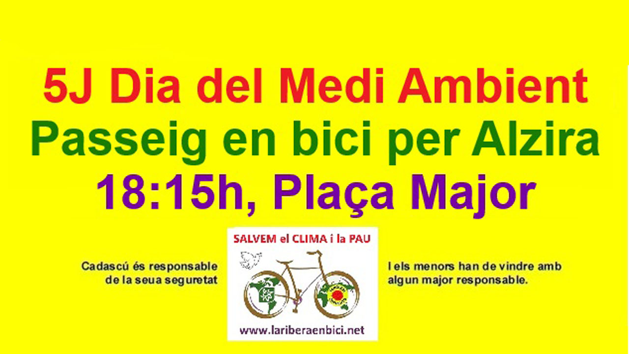 La Ribera en bici celebra el Dia del Medi Ambient amb una ruta en bicicleta pels parcs d’Alzira