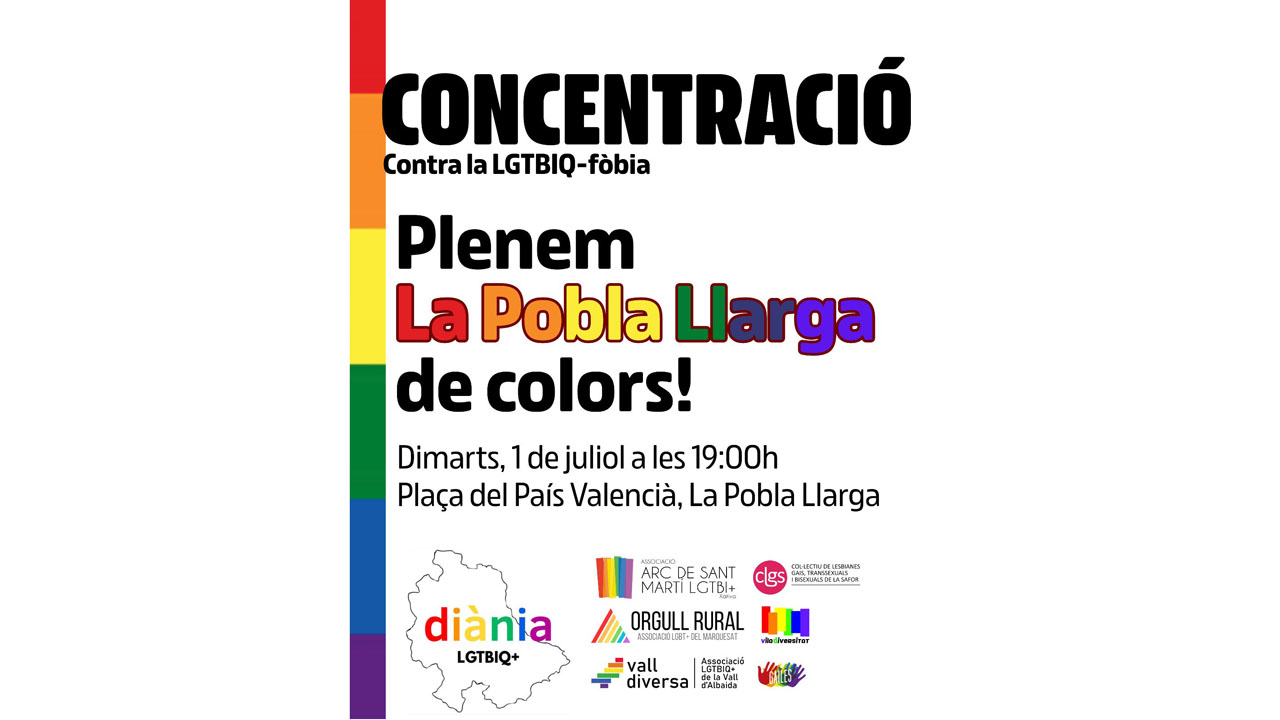 L’Associació Gailes se suma a la concentració de demà a La Pobla Llarga en protesta pels atacs homòfobs rebuts per un veí d’esta localitat