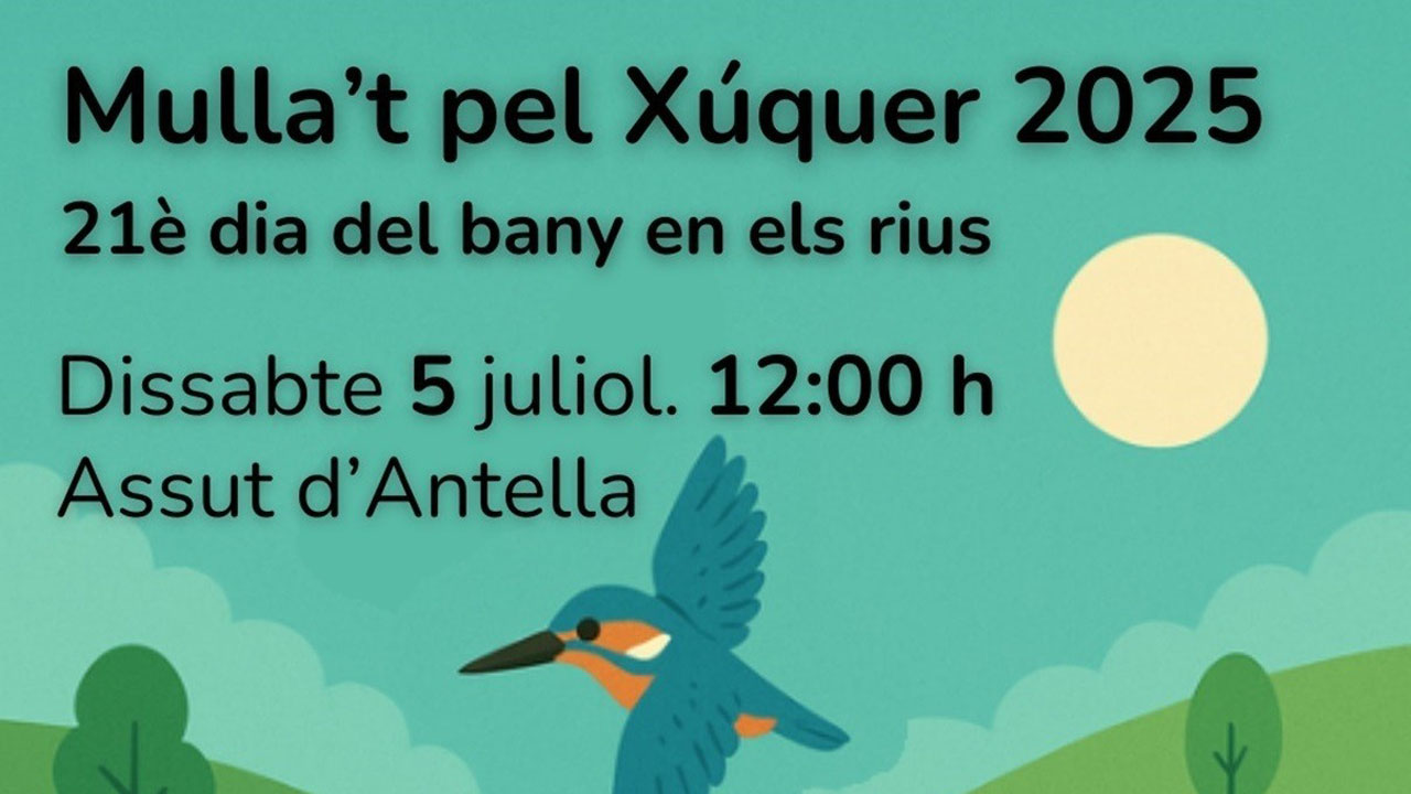 Xúquer Viu celebra demà “Mulla’t pel Xúquer” a Antella per a reivindicar que els rius tinguen un cabal adequat i aigua de qualitat
