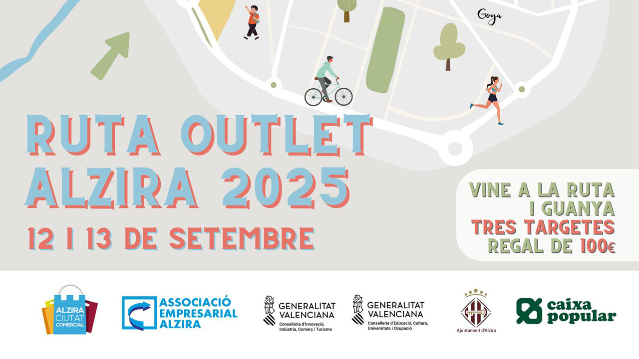 Demà i dissabte poden disfrutar de descomptes, ofertes i promocions en la tercera edició de la Ruta Outlet Alzira