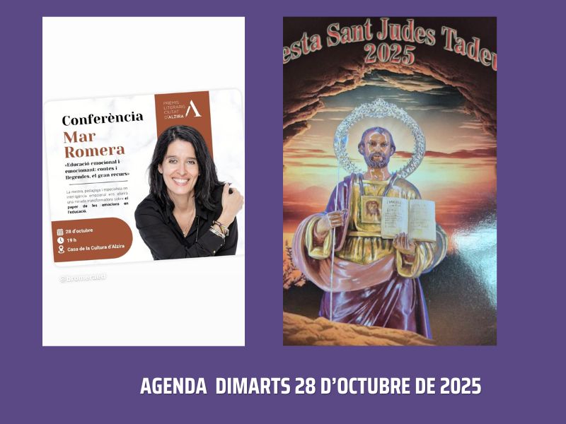 AGENDA: FESTA SANT JUDES I CONFERÈNCIA PREMIS LITERARIS CIUTAT D’ALZIRA