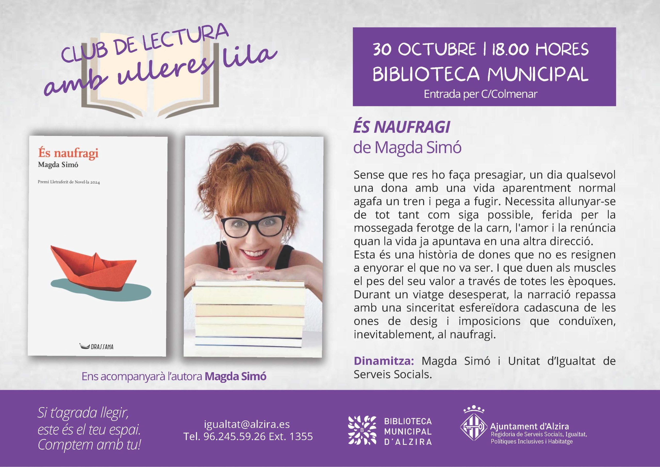 El club de lectura amb ulleres lila llig hui “És naufragi” de Magda Simó.