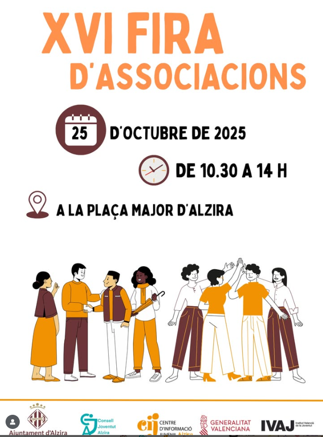 La Plaça Major d’Alzira acull este dissabte la XVI Fira d’Associacions