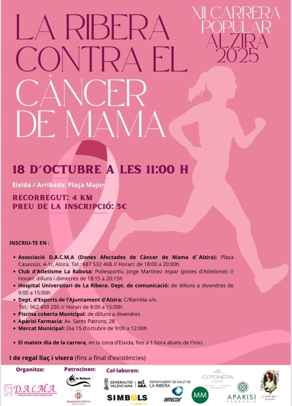 Alzira acull este dissabte la XII Cursa Popular “La Ribera contra el Càncer”