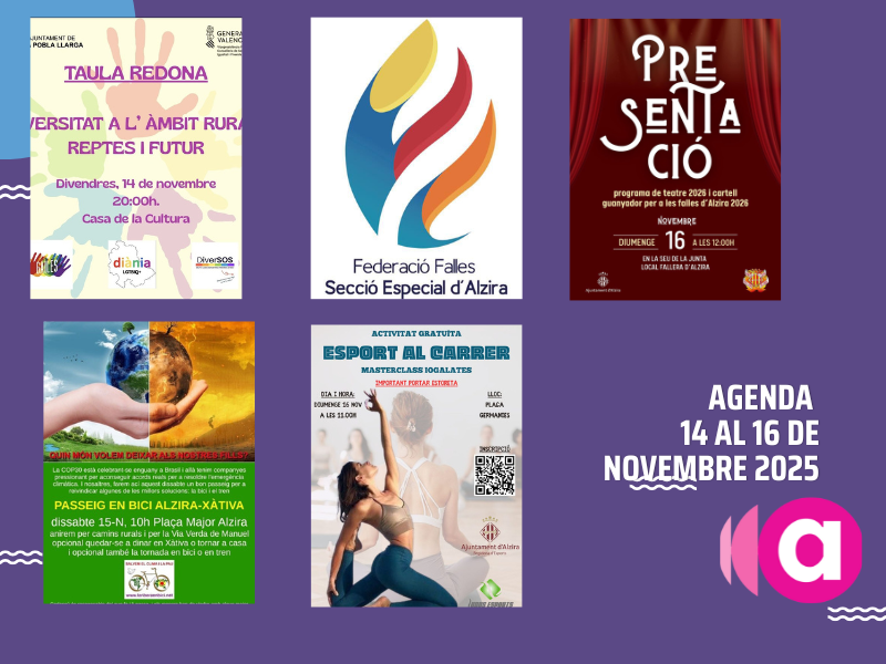 AGENDA DEL CAP DE SETMANA: Taula redona sobre LGTBIQ+, activitats de Falles, Ribera en Bici i Esport al Carrer