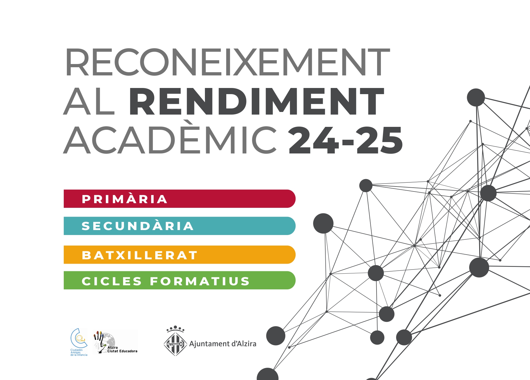 182 escolars d’Alzira reben este dimecres el reconeixement al rendiment acadèmic durant el curs 2024-2025