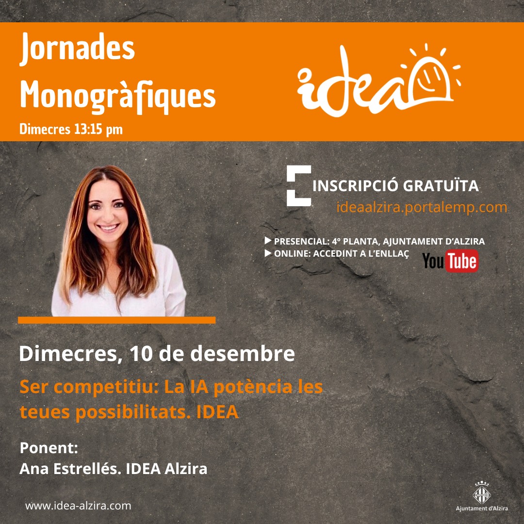 Este dimecres se celebra una nova sessió dels monogràfics d’Idea amb la intel·ligència artificial com a protagonista