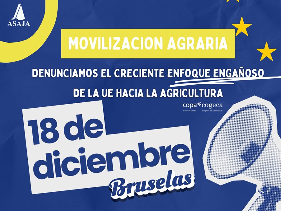 AVA-ASAJA participarà en la manifestació Europea del pròxim dimecres per denunciar les polítiques agràries de la UE