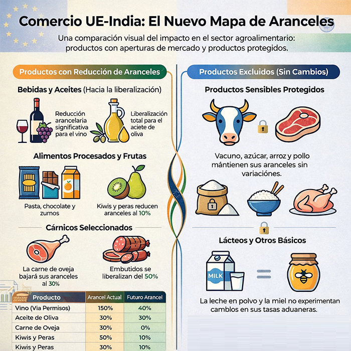L’Associació Valenciana d’Agricultors valora positivament l’Acord de Lliure Comerç entre la Unió Europea i l’Índia.