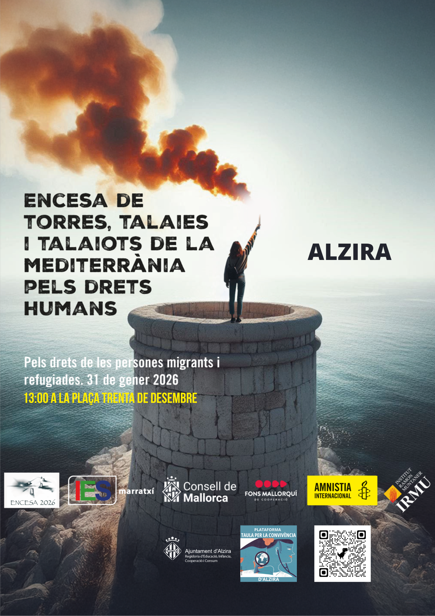 Alzira se suma este dissabte a l’encesa de torres per reivindicar rutes segures i dignitat per a les persones migrants.