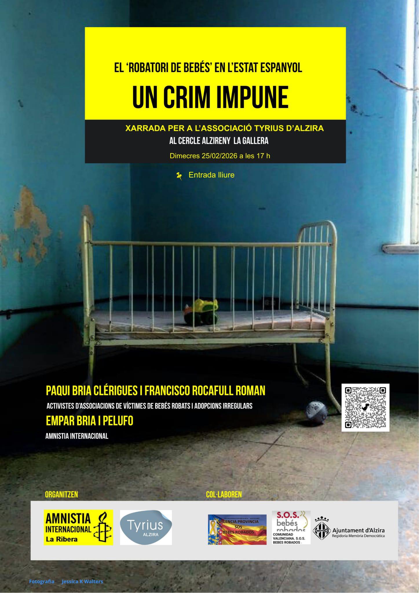 Amnistia Internacional de la Ribera explicarà hui a les mestresses de casa la pràctica de robatoris de bebés a Espanya a partir de la postguerra.