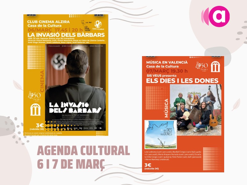 Agenda cultural: Cinema amb col·loqui amb el director de “La invasió dels bàrbars” i música tradicional amb veu de dona.