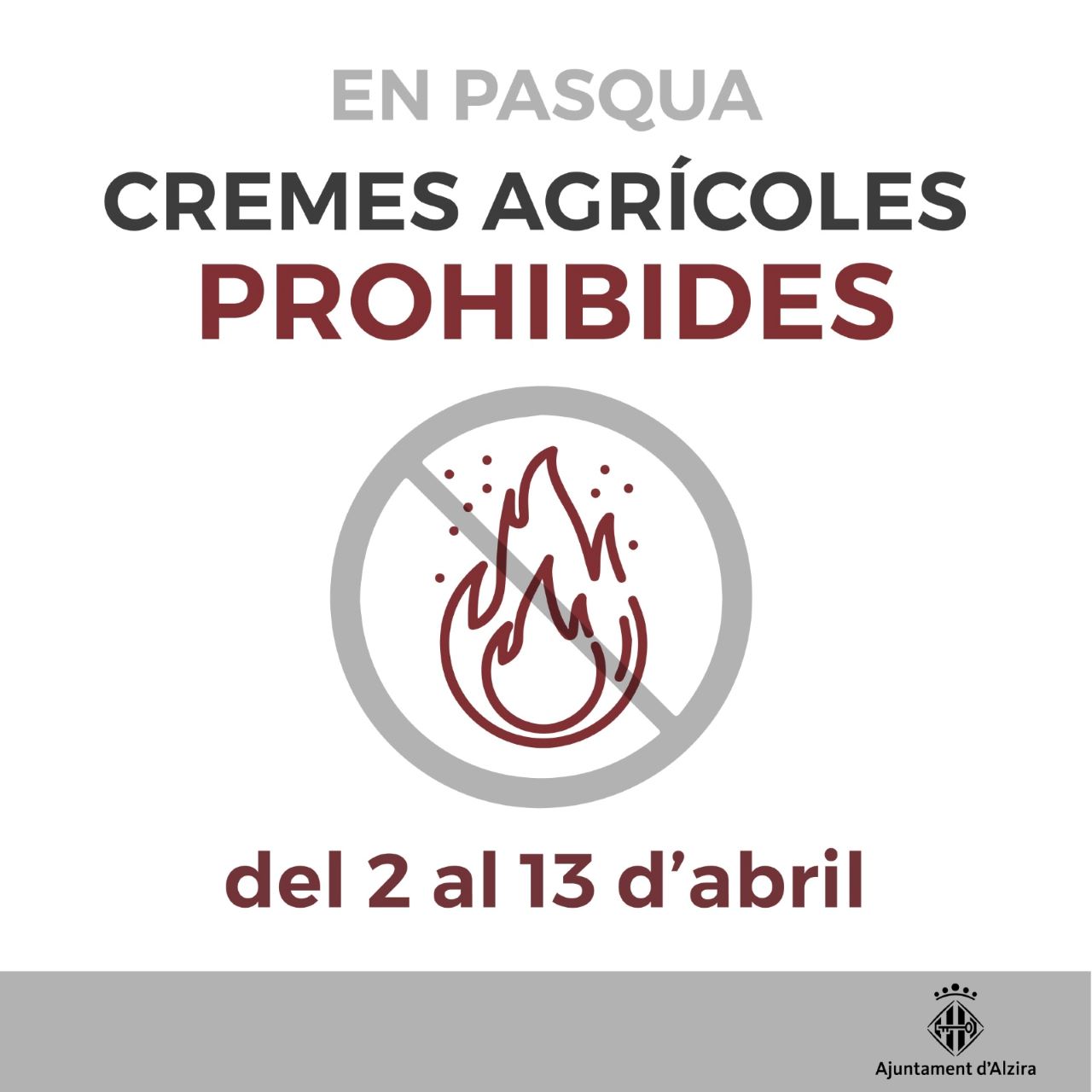L’Ajuntament recorda als llauradors les condicions del Pla Local de Cremes Agrícoles per garantir la seguretat i previndre incendis forestals.