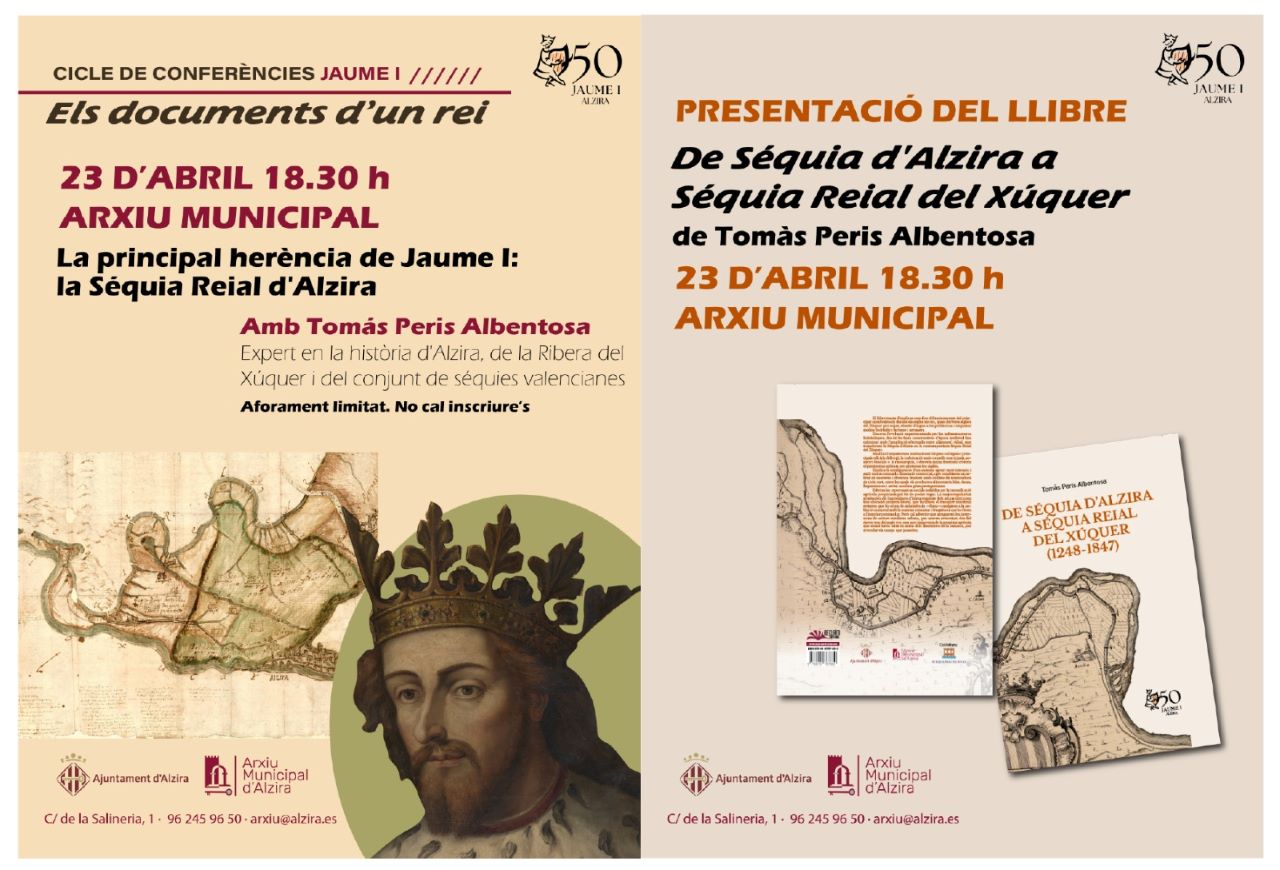 Alzira celebra demà una nova sessió del cicle de conferències de Jaume I amb la conferència de Tomàs Peris Albentosa