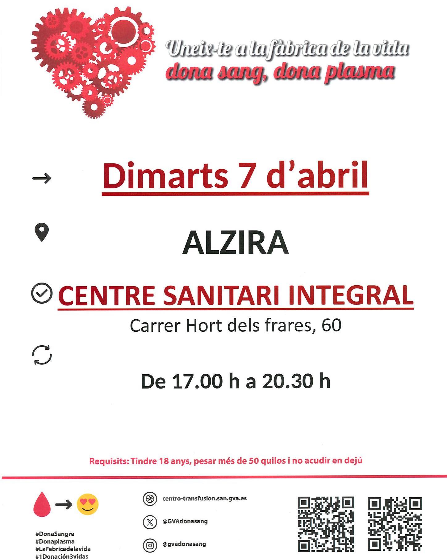 Nova jornada de donació de sang dimarts 7 d’abril.