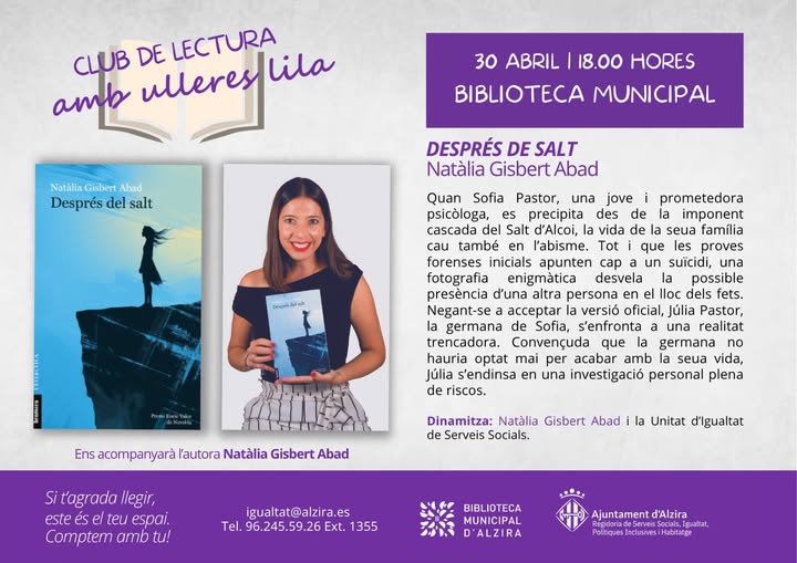 La Biblioteca d’Alzira acull una trobada amb l’escriptora Natàlia Gisbert per a analitzar la novel·la “Després del salt” en el Club de Lectura