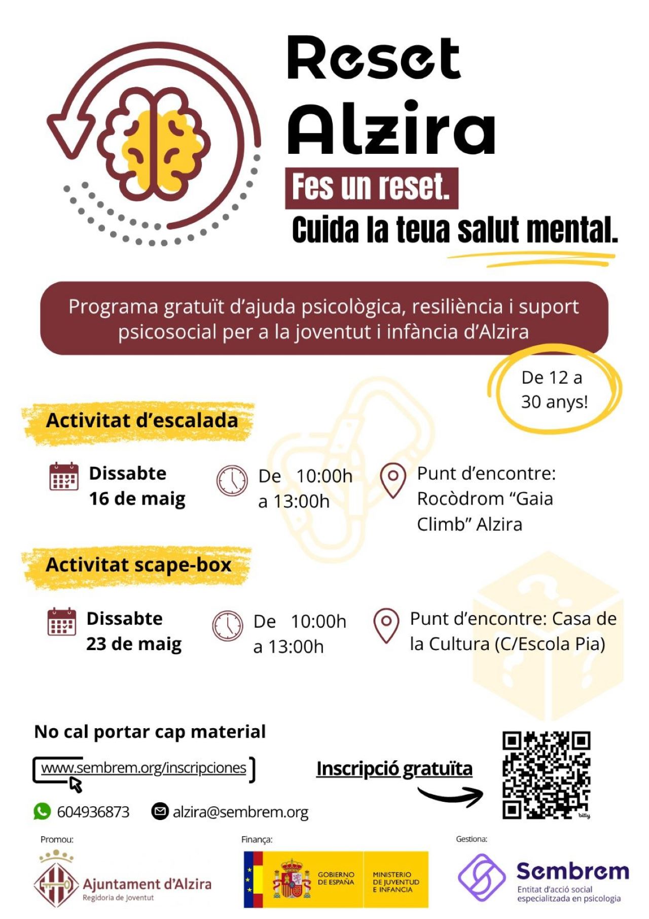 El projecte Reset oferix a Alzira eines per a afrontar l’estrés i millorar la salut emocional dels joves