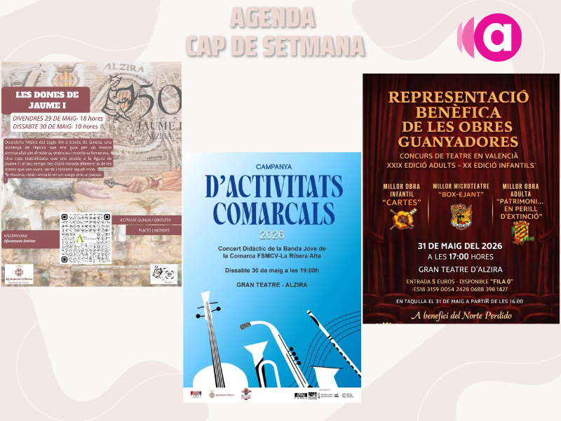 Alzira concentra este cap de setmana una àmplia programació cultural amb teatre, música i activitats solidàries
