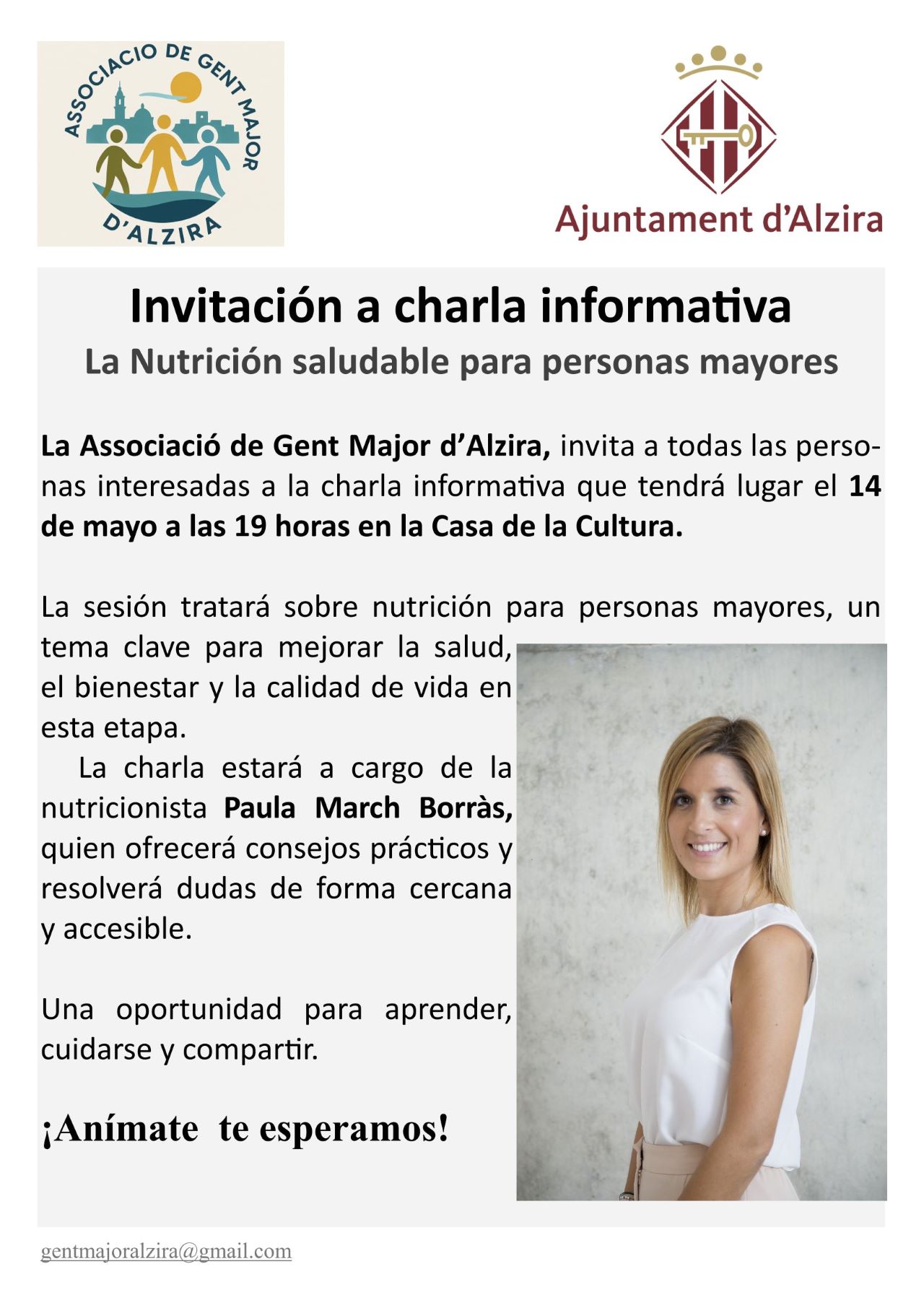 L’Associació de Gent Major impulsa una xarrada per promoure hàbits alimentaris saludables i previndre problemes de salut