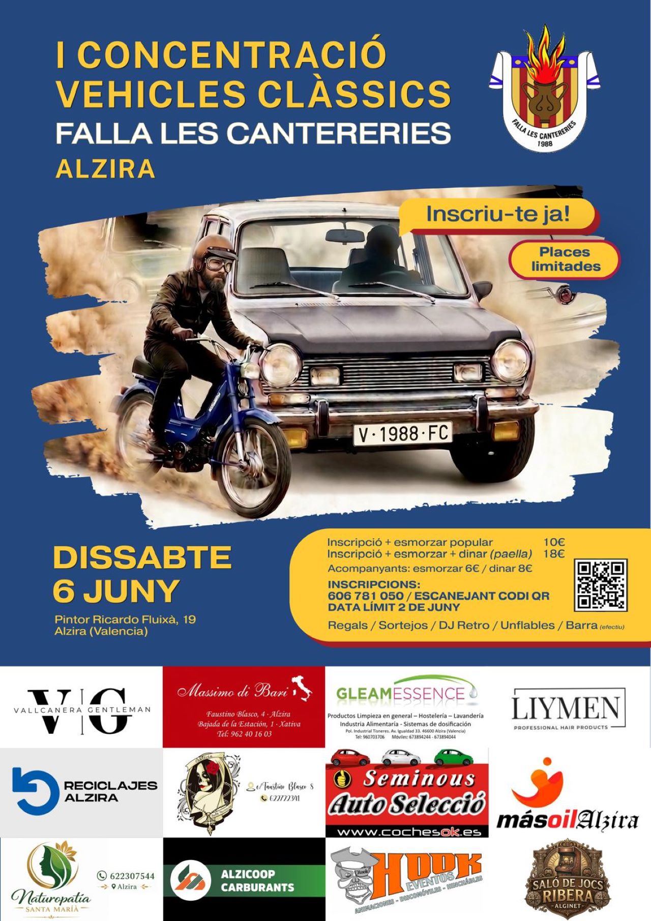 La Falla Cantereries organitza este dissabte una concentració de Vehicles Clàssics