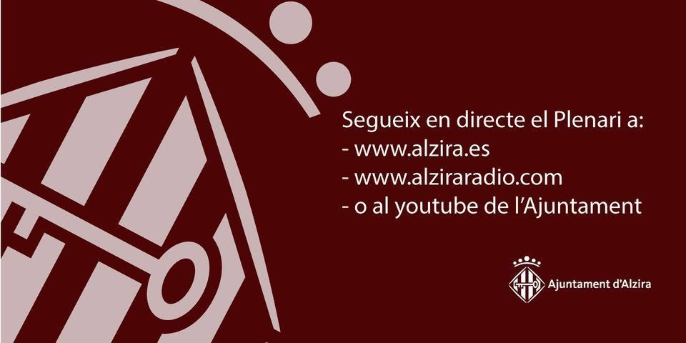 L´Ajuntament d´Alzira celebra hui el plenari del mes de juny