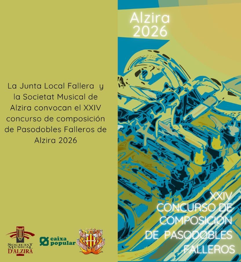 La Societat Musical d’Alzira i la Junta Local Fallera presenten el XXIV Concurs de Composició de Pasdobles Fallers
