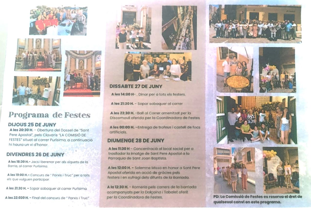 S’inauguren hui les Festes de Sant Pere amb l’obertura del Dossel i un vi d’honor al carrer Puríssima