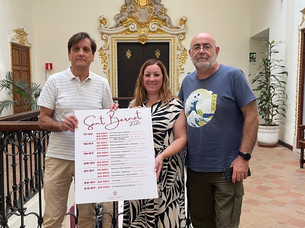 Alzira presenta les Festes de Sant Bernat amb una programació extensa, gratuïta i pensada per a tots els públics, que omplirà la ciutat de música, cultura i activitats del 17 al 23 de juliol