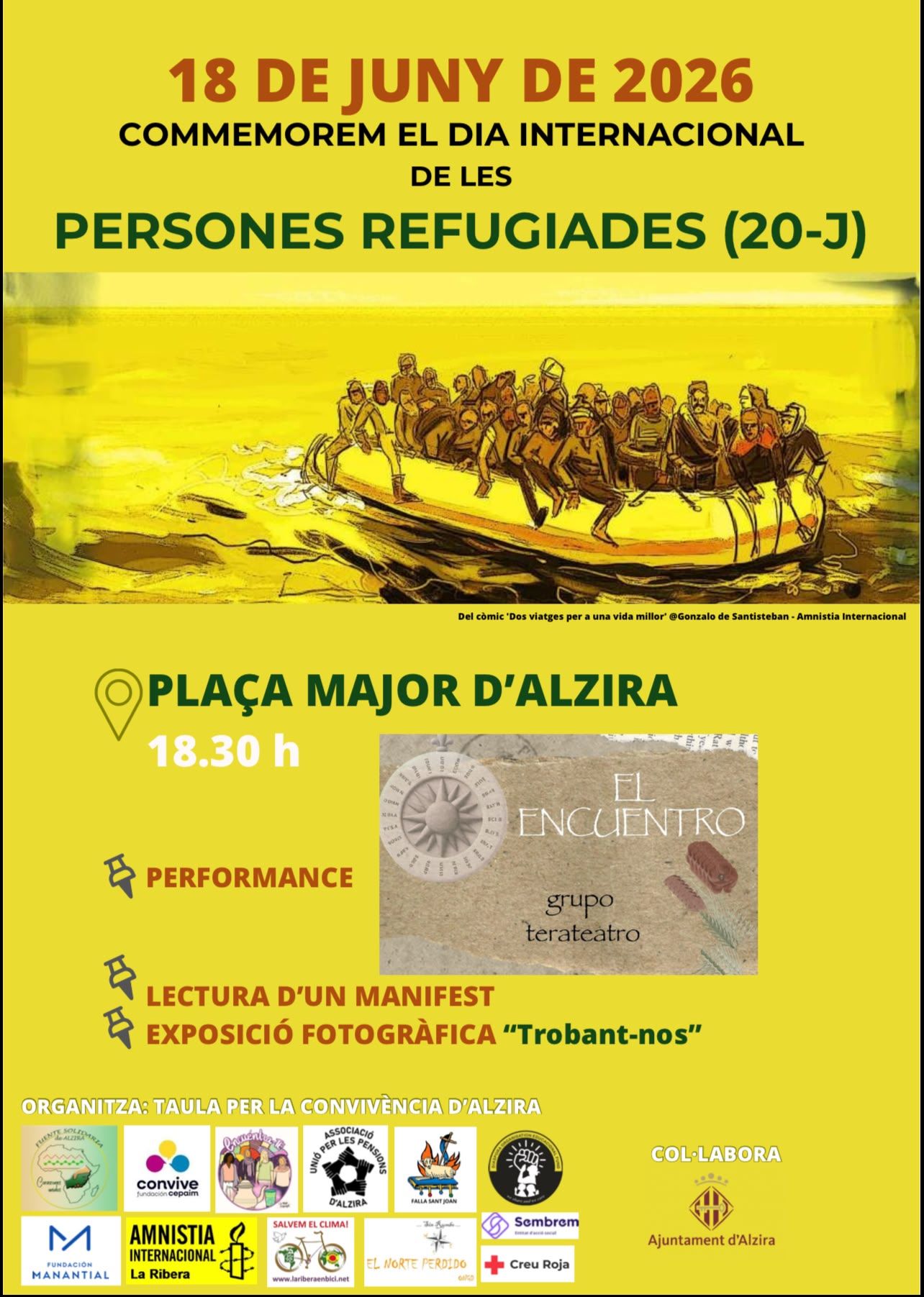 Taula per la Convivència organitza a Alzira una jornada cultural i de sensibilització pel Dia de les Persones Refugiades