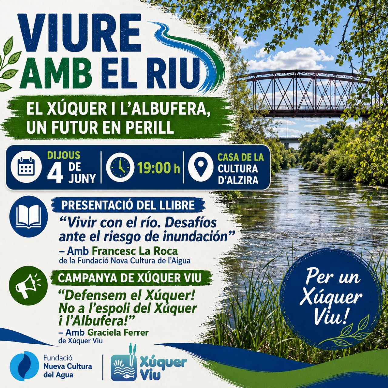 Xúquer Viu organitza un acte reivindicatiu per analitzar el futur del riu Xúquer i l’Albufera