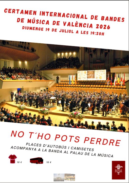 La Societat Musical d’Alzira torna al Certamen Internacional de Bandes de València després de 13 anys