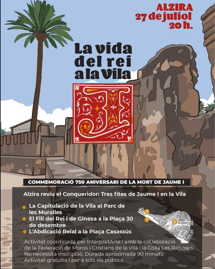 Alzira commemora el 750 aniversari de la mort de Jaume I amb una recreació històrica pels escenaris de la seua història i un acte institucional