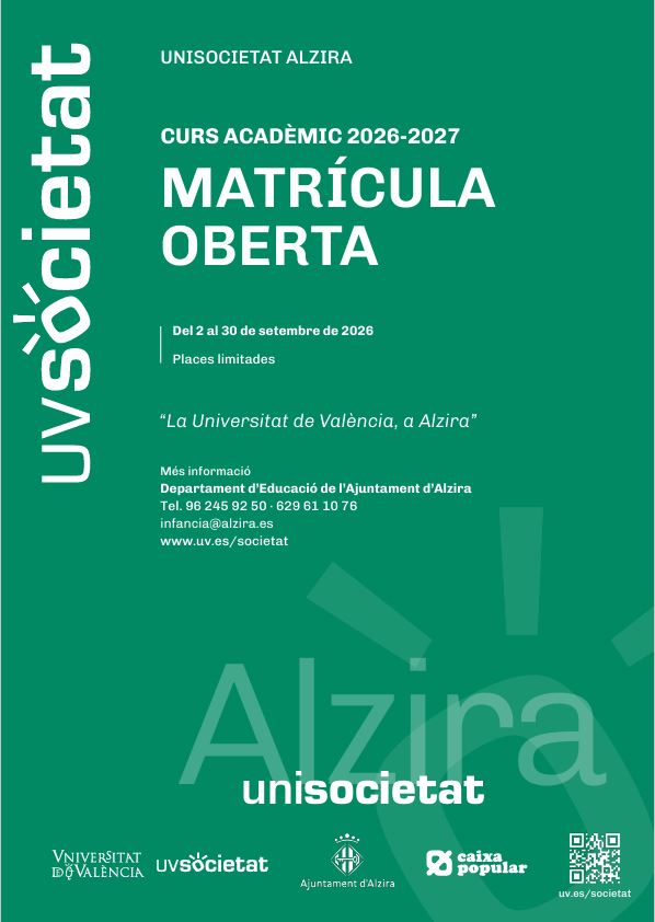 Unisocietat Alzira obri el termini de matrícula amb formació en geopolítica, tecnologia, drets humans i cultura per a majors de 30 anys