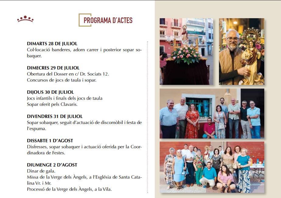 Les festes de la Verge dels Àngels de la Vila comencen hui el calendari festiu amb l’apertura del Dossel amb activitats fins octubre