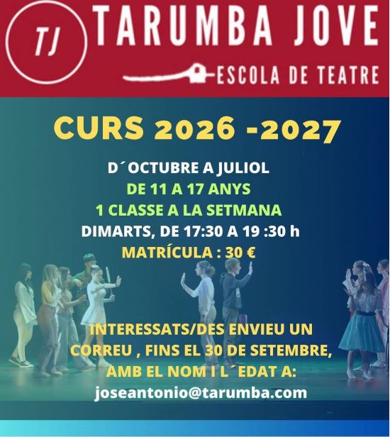 La Tarumba Jove obri la matrícula dels seus tallers de teatre per a joves d’entre 11 i 17 anys