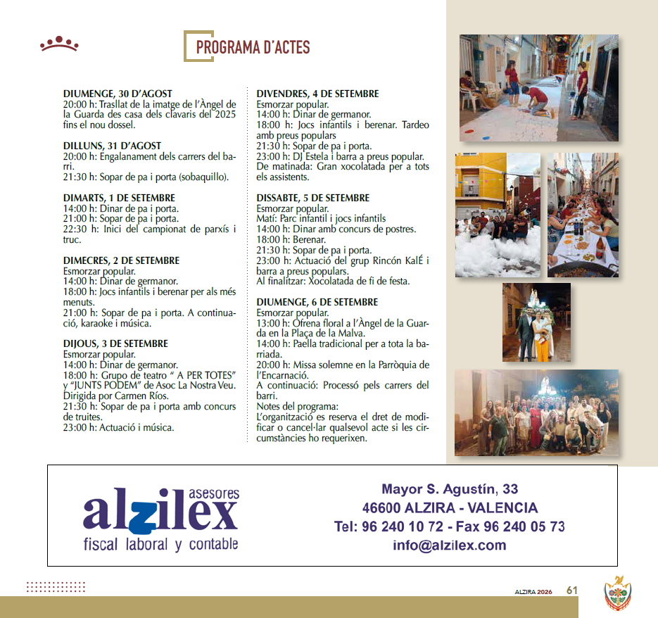El barri de l’Àngel de la Guarda celebra des del diumenge les seues festes amb música, teatre, sopars i concursos