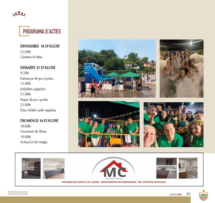 La Colònia de Santa Marina enceta hui un cap de setmana de festes amb jocs aquàtics, cinema d’estiu i discomòbils