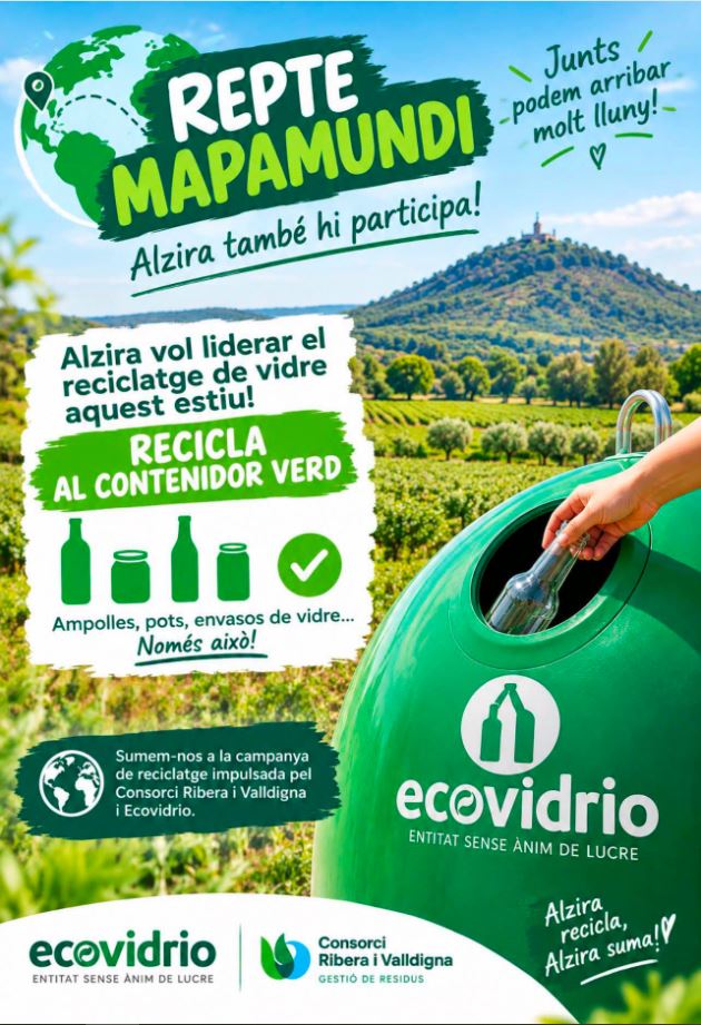 Alzira afronta els últims cinc dies del ‘Repte Mapamundi’ amb l’objectiu de liderar el reciclatge de vidre entre els 51 municipis participants