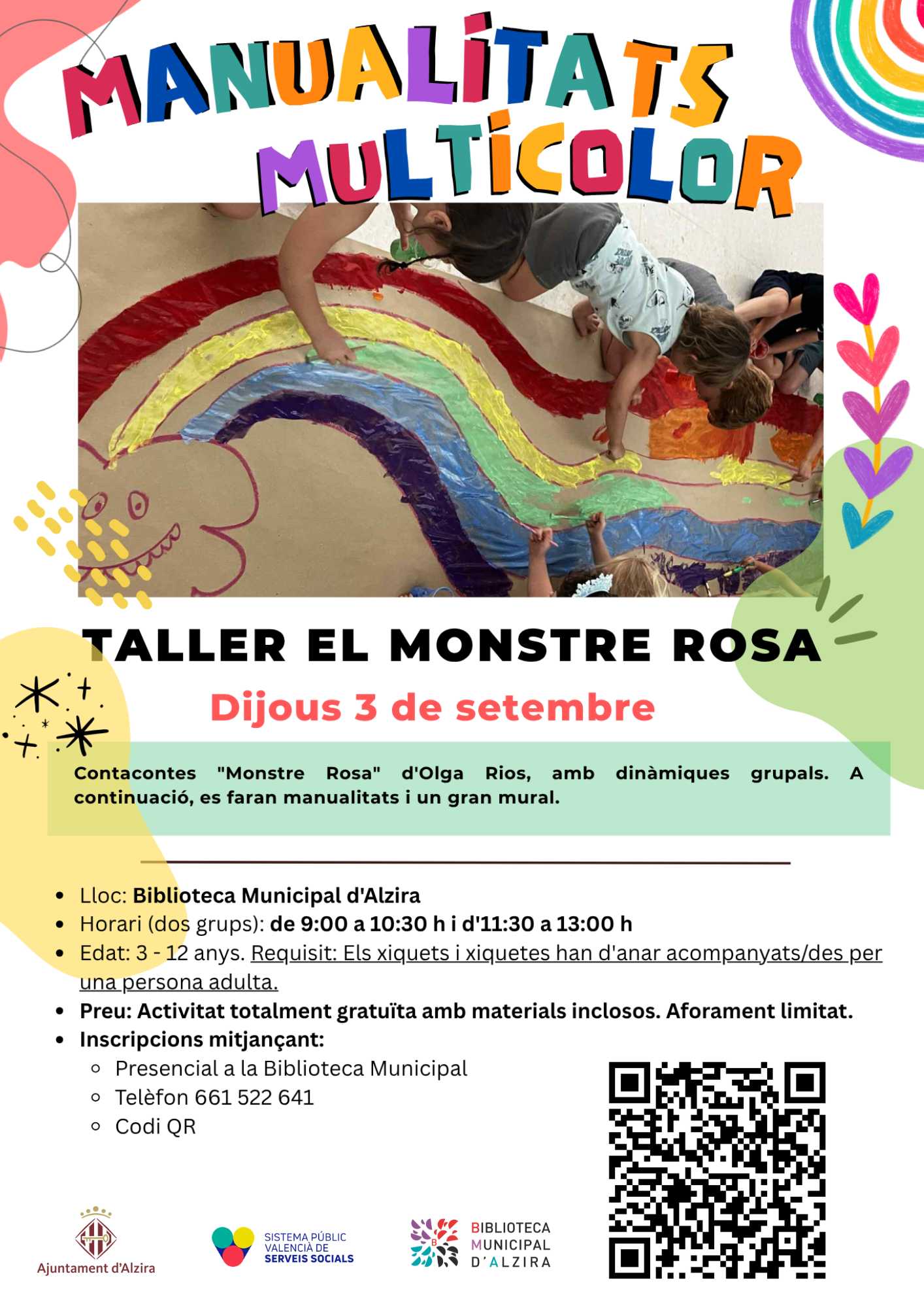 Els tallers didàctics “Manualitats Multicolor” de la Biblioteca Municipal esgoten diverses sessions en només dos dies d’inscripcions per a la primera setmana de setembre