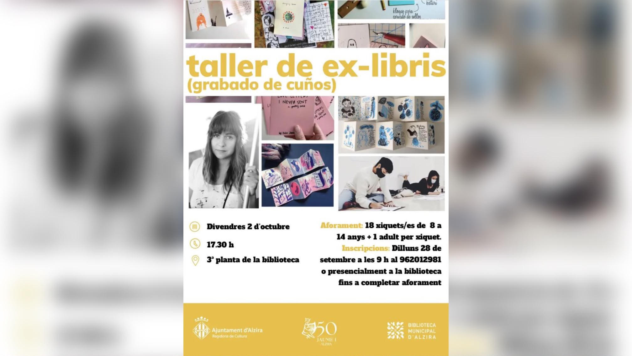 La Biblioteca d’Alzira obri inscripcions per a un taller infantil de gravat de segells i un contaconte en anglés
