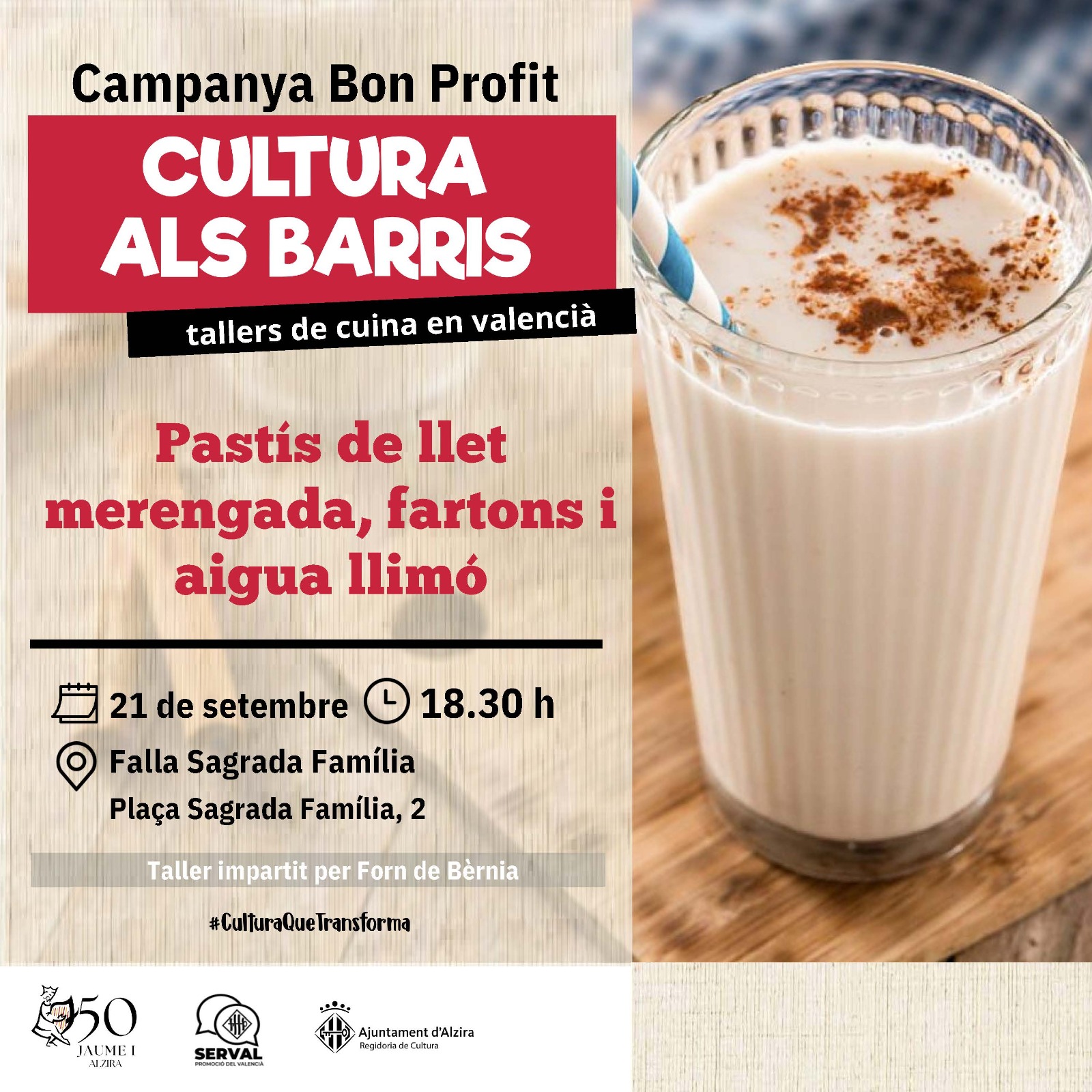 Alzira acull esta vesprada un nou taller de dolços i begudes tradicionals valencianes dins de la campanya de cuina en valencià Bon Profit